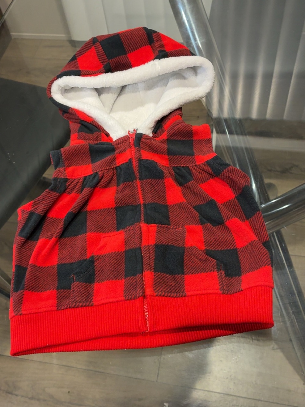 Carter's Red and Black Buffalo Plaid Hooded Jacket